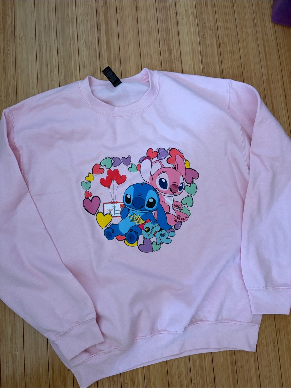 Pink Stitch & Angel Heart Graphic Sweatshirt